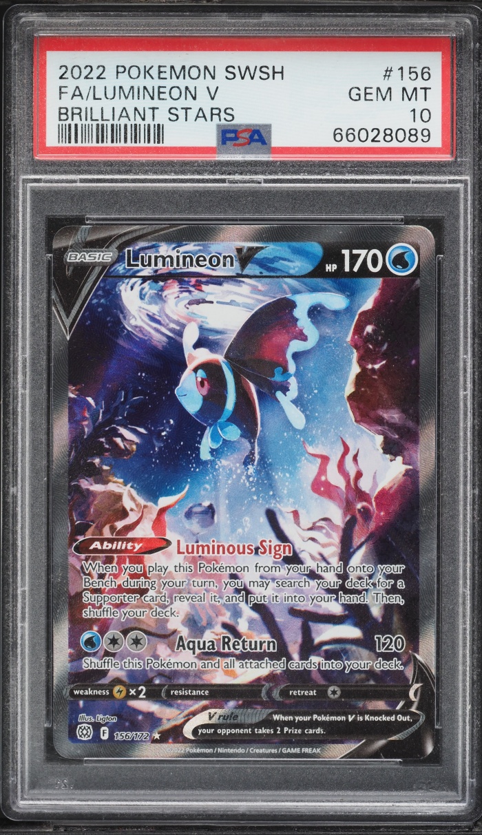 2022 Pokemon Sword & Shield Brilliant Stars Alt Art Lumineon V #156 PSA 10 GEM MINT