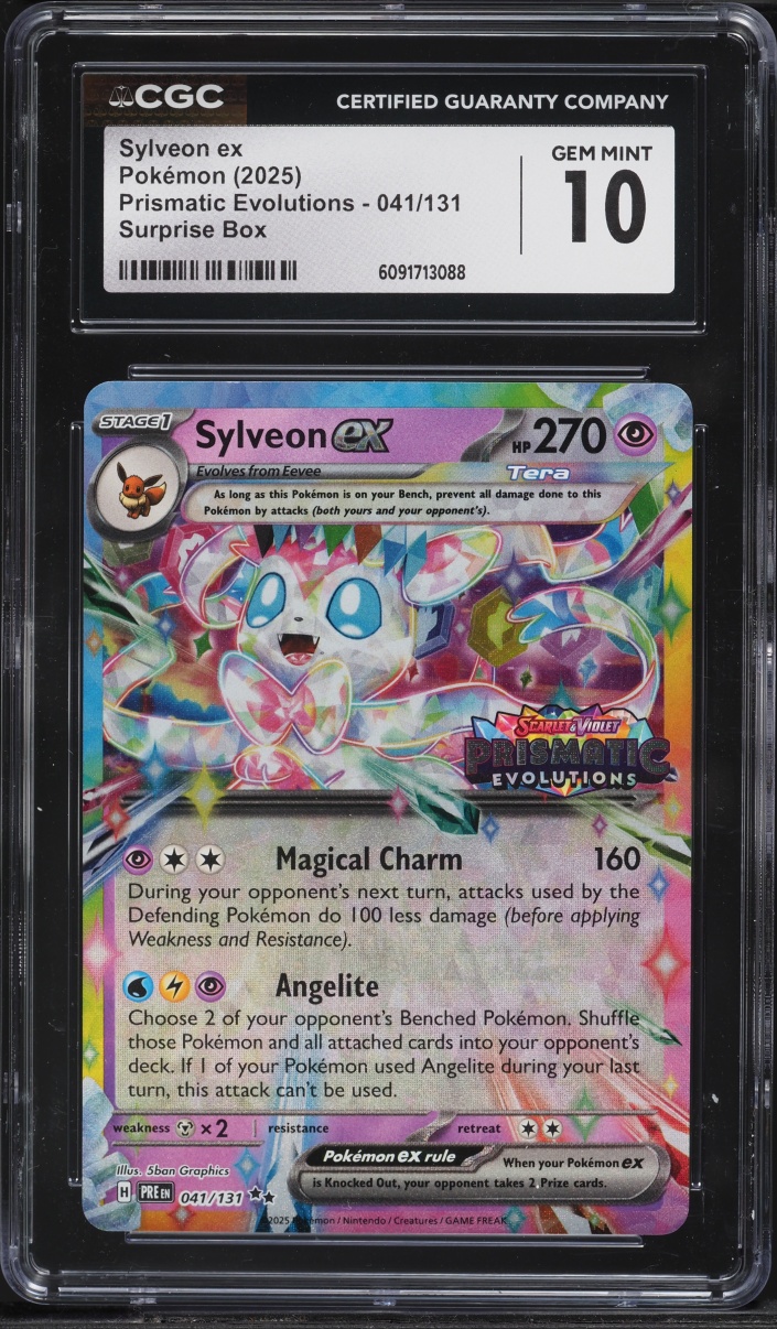 2025 Pokemon SV Prismatic Evolutions Surprise Box Holo Sylveon ex #41 CGC 10 GEM MINT