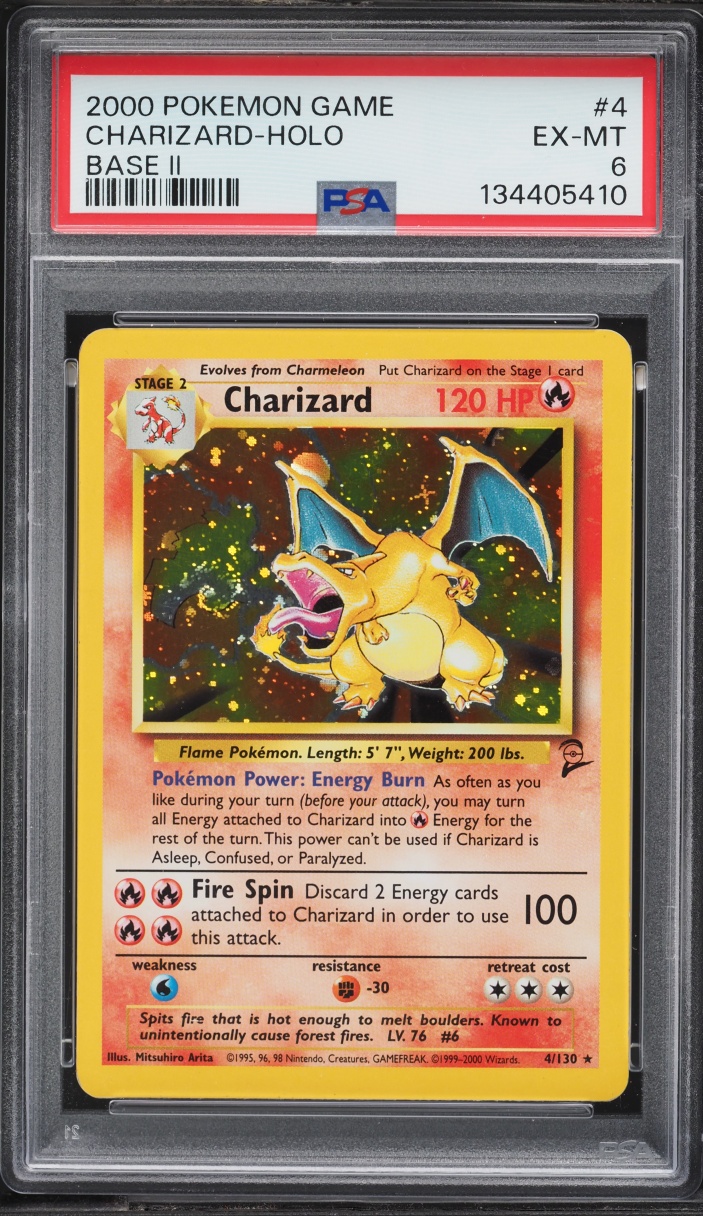 2000 Pokemon Base Set 2 Holo Charizard #4 PSA 6 EXMT