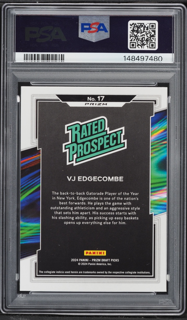 2024 Panini Prizm Draft Picks Orange Ice VJ Edgecombe ROOKIE #17 PSA 9 MINT