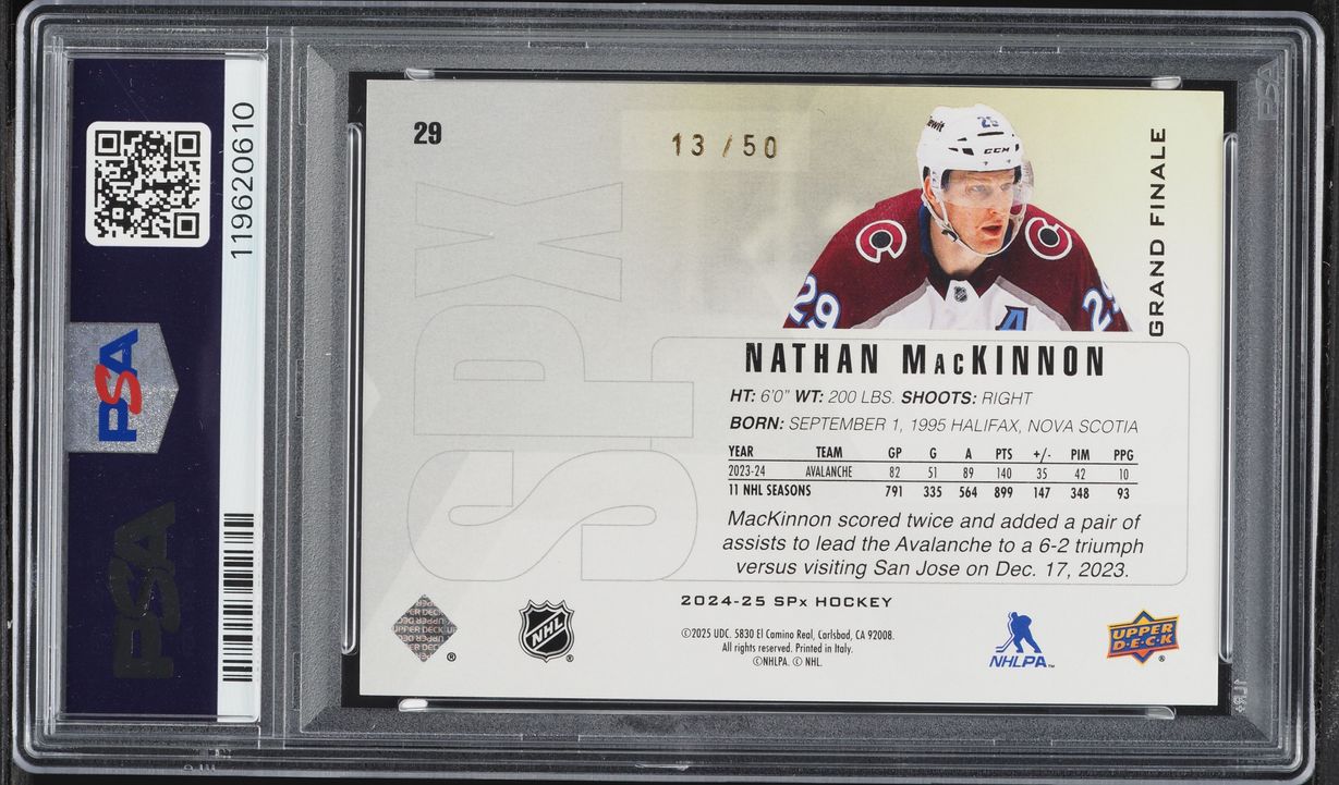 2024 SPX Grand Finale Nathan Mackinnon /50 #29 PSA 10 GEM MINT