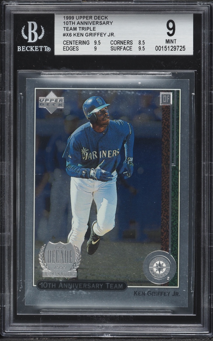 1999 Upper Deck 10th Anniversary Team Triple Ken Griffey Jr. /100 #X6 BGS 9 MINT