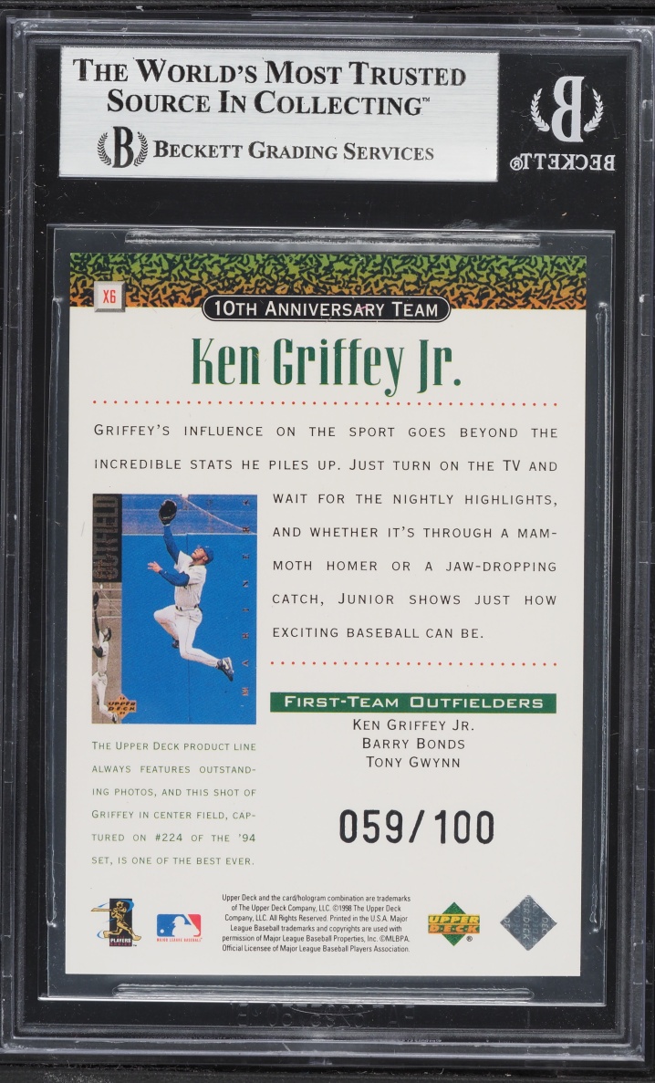 1999 Upper Deck 10th Anniversary Team Triple Ken Griffey Jr. /100 #X6 BGS 9 MINT