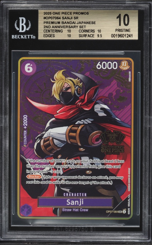 2025 One Piece Promo 2nd Anniversary Set SR Sabo #OP04-083 BGS 10