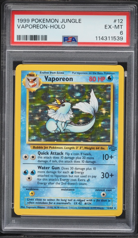 1997 Pokemon Japanese Jungle Holo Vaporeon #134 PSA 8 NM-MT on