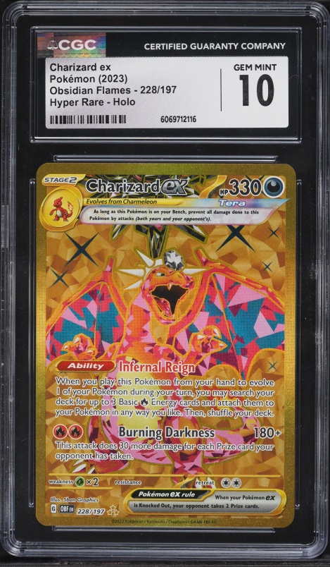 2023 Pokemon Scarlet & Violet Obsidian Flames Gold Rare Charizard ex #228 CGC 10 GEM MINT