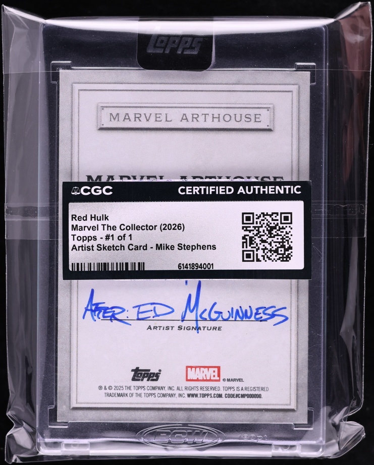 2026 Topps Marvel The Collector Artist Sketch Card Mike Stephens Red Hulk AUTO 1/1 CGC AUTH