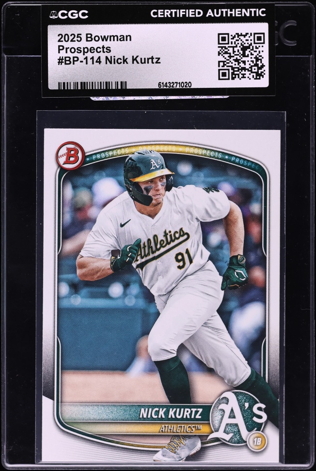 2025 Bowman Nick Kurtz PROSPECT #BP-114 CGC AUTH