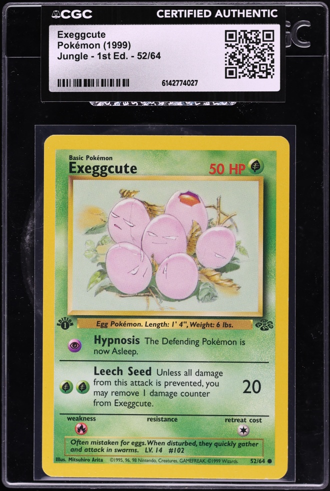 1999 Pokemon Jungle 1st Edition Exeggcute #52 CGC AUTH