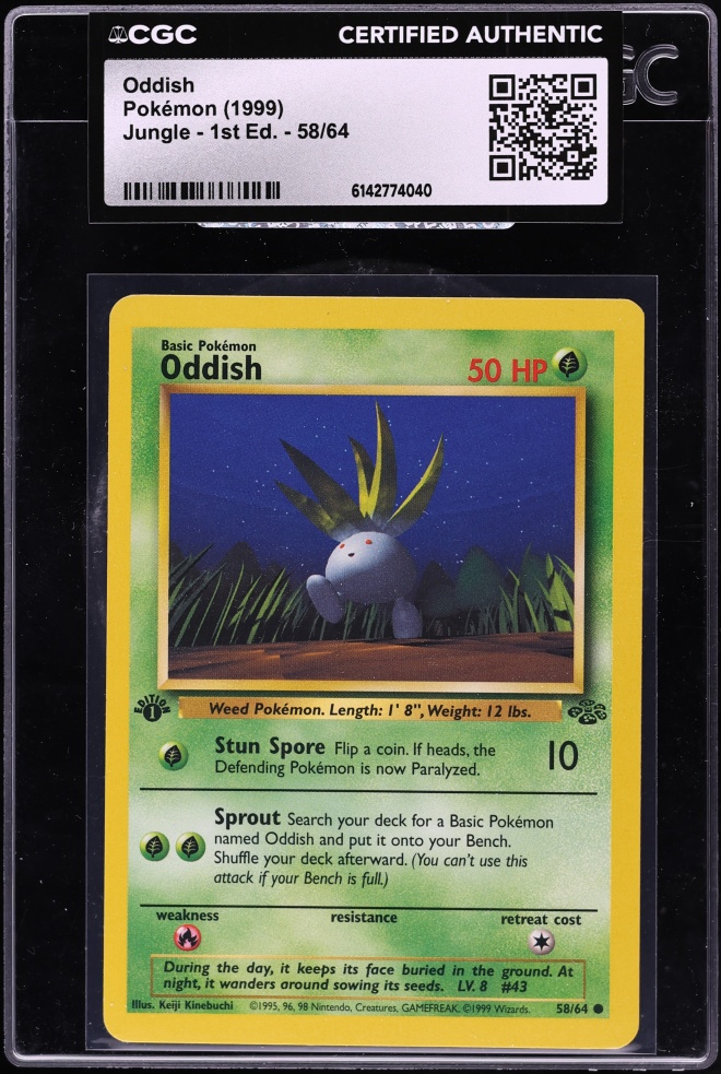 1999 Pokemon Jungle 1st Edition Oddish #58 CGC AUTH