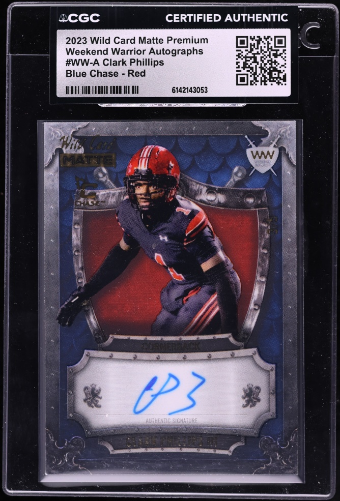 2023 Wild Card Matte Premium Weekend Warrior Blue Chase Red Clark Phillips RC AUTO /5 CGC AUTH