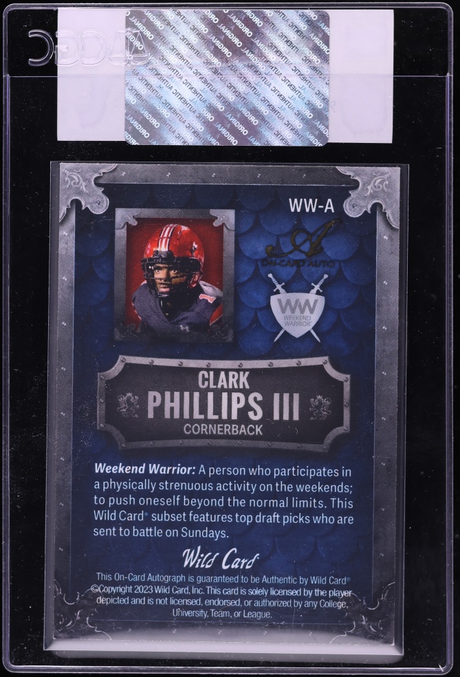 2023 Wild Card Matte Premium Weekend Warrior Blue Chase Red Clark Phillips RC AUTO /5 CGC AUTH