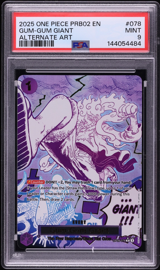 2025 One Piece Premium Booster The Best Vol.2 Alt Art Gum-Gum Giant #OP09-078 PSA 9 MINT