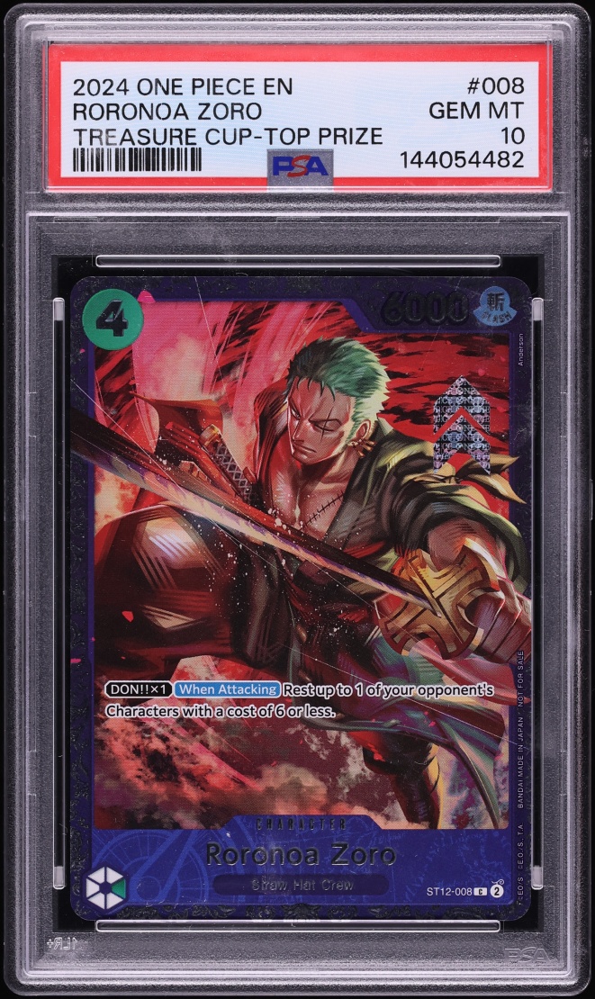 2024 One Piece Promo Treasure Cup Top Prize Roronoa Zoro #ST12-008 PSA 10 GEM MINT