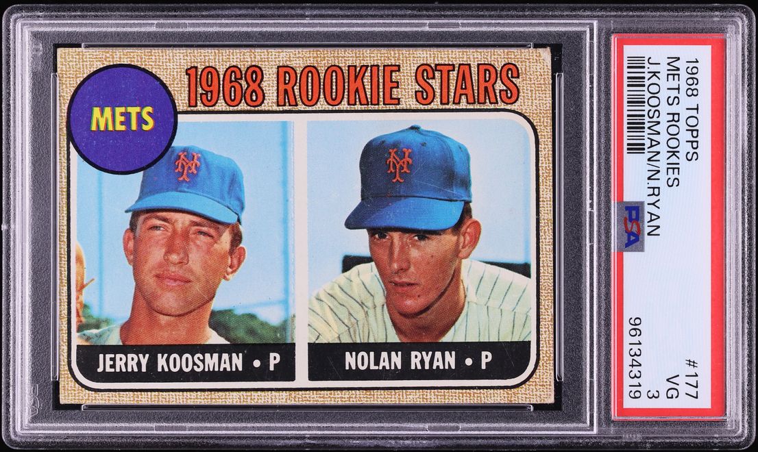 1968 Topps Jerry Koosman & Nolan Ryan ROOKIE #177 PSA 3 VG