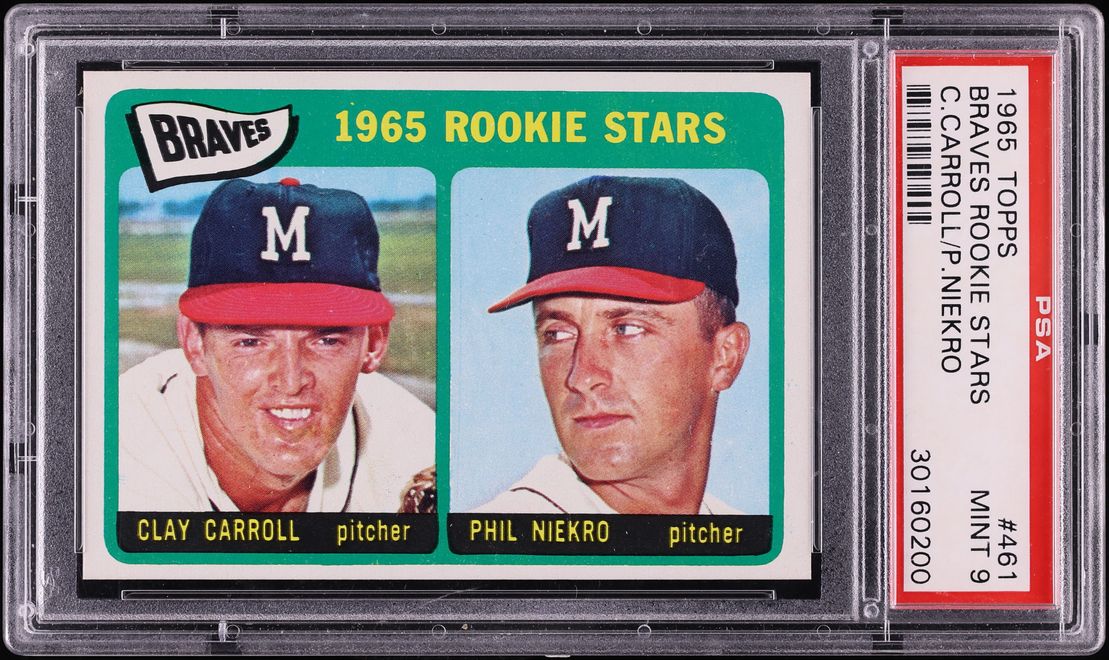 1965 Topps Clay Carroll & Phil Niekro ROOKIE #461 PSA 9 MINT