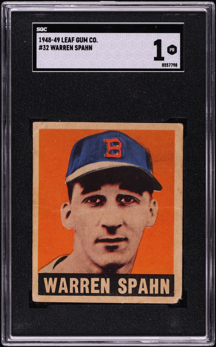 1948 Leaf Warren Spahn ROOKIE #32 SGC 1 PR