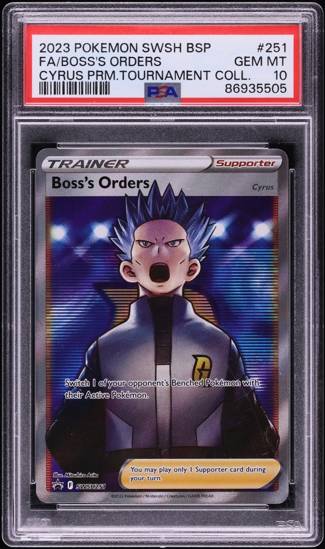 2023 Pokemon SWSH Promo Cyrus Premium Full Art Boss's Orders #251 PSA 10 GEM MINT
