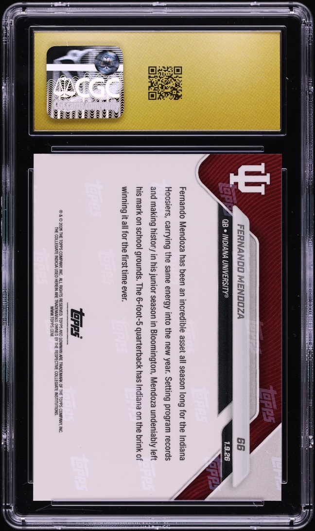 2025 Bowman University Now Fernando Mendoza ROOKIE #66 CGC 10 PRISTINE