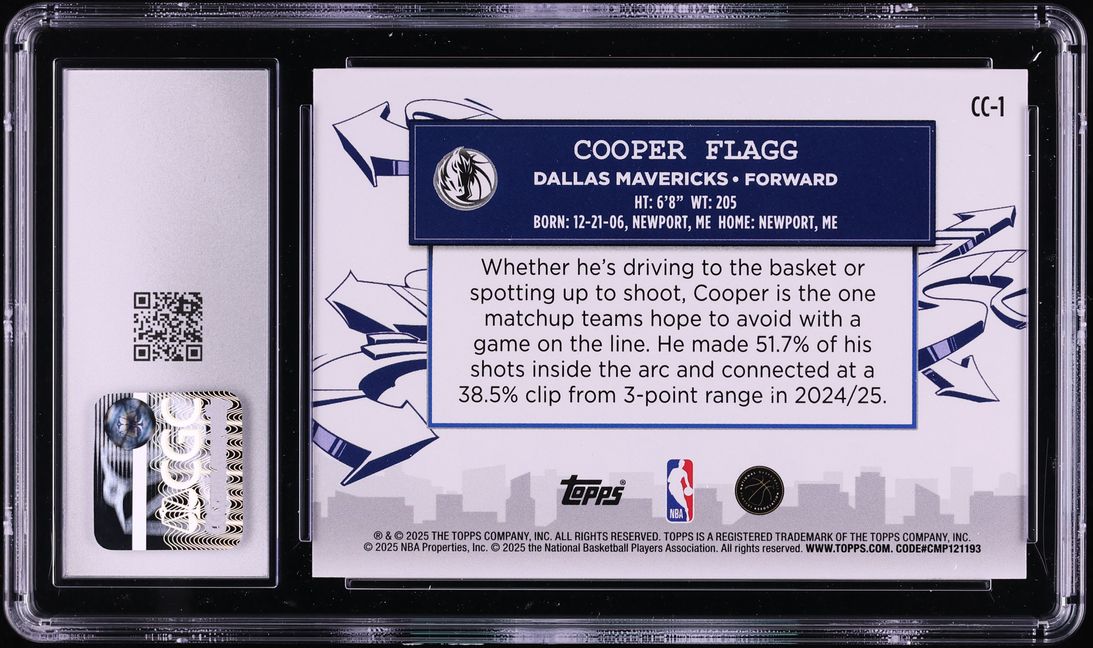 2025 Topps Clutch City Prospects Cooper Flagg ROOKIE #CC-1 CGC 10 GEM MINT