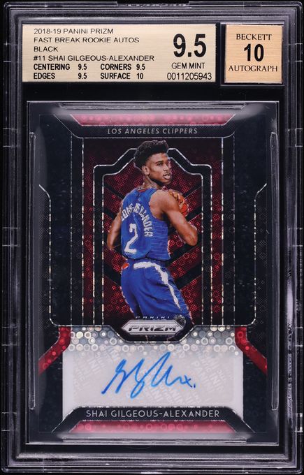 2018 Panini Prizm Fast Break Black Shai Gilgeous-Alexander ROOKIE AUTO 1/1 BGS 9.5 GEM MINT