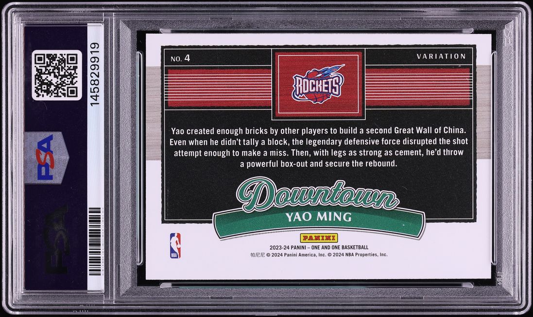 2023 Panini One And One Downtown Yao Ming #4 PSA 9 MINT