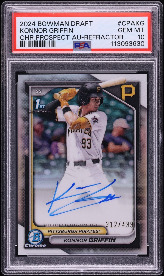 2024 Bowman Chrome Draft Refractor Konnor Griffin PROSPECT AUTO /499 #CPA-KG PSA 10 GEM MINT
