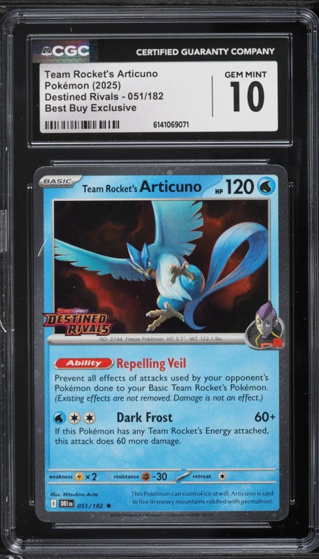 2025 Pokemon SV Destined Rivals Best Buy Team Rocket's Articuno #51 CGC 10 GEM MINT