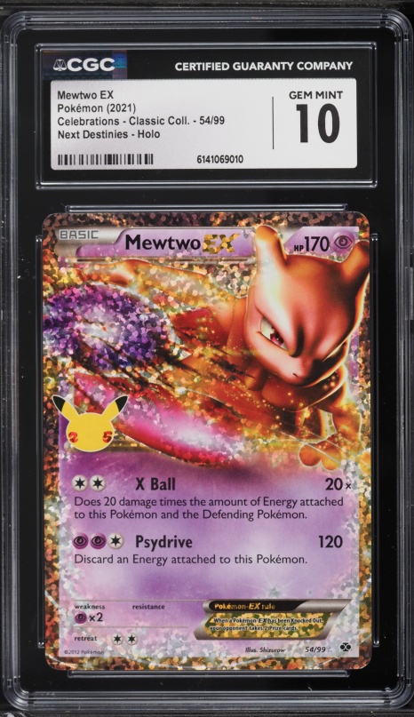 2021 Pokemon Sword & Shield Celebrations Classic Collection Holo Mewtwo EX #54 CGC 10 GEM MINT