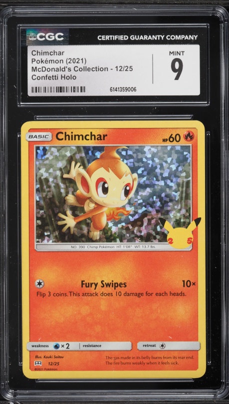 2021 Pokemon Sword & Shield McDonald's Collection Holo Chimchar #12 CGC 9 MINT