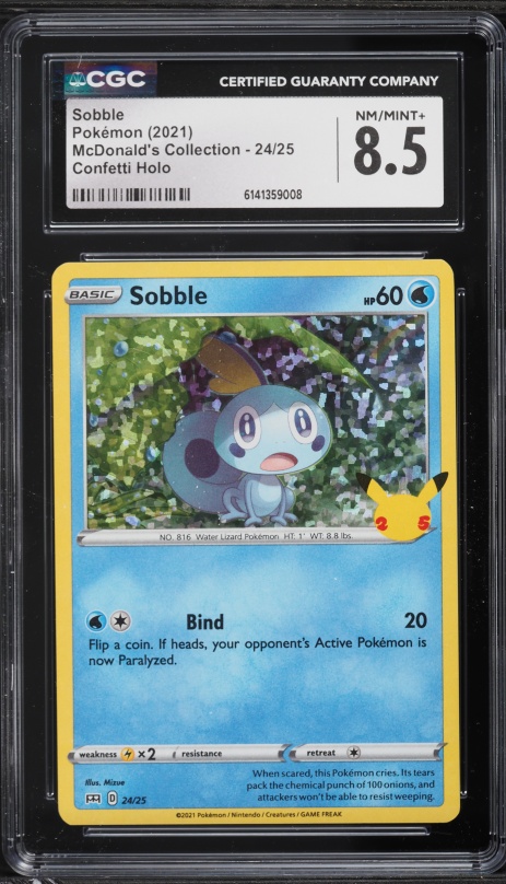 2021 Pokemon Sword & Shield McDonald's Collection Confetti Holo Sobble #24 CGC 8.5 NM-MT+