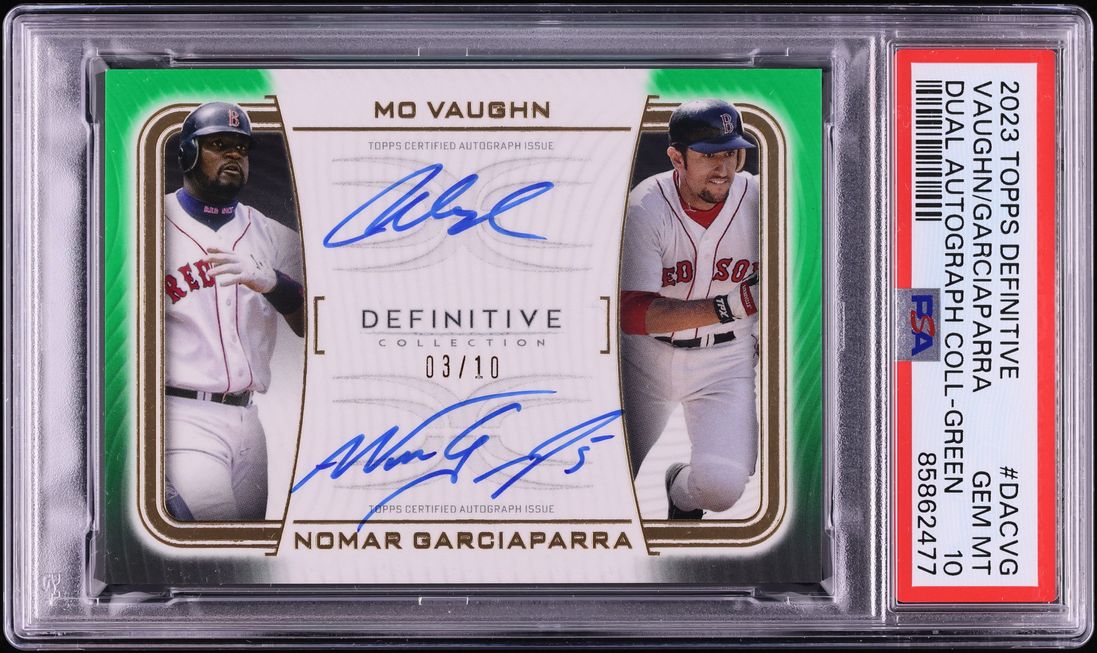 2023 Topps Definitive Green Mo Vaughn Nomar Garciaparra AUTO /10 #DAC-VG PSA 10 GEM MINT