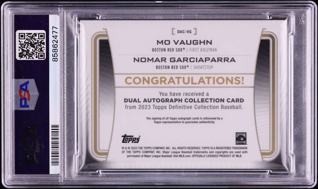 2023 Topps Definitive Green Mo Vaughn Nomar Garciaparra AUTO /10 #DAC-VG PSA 10 GEM MINT