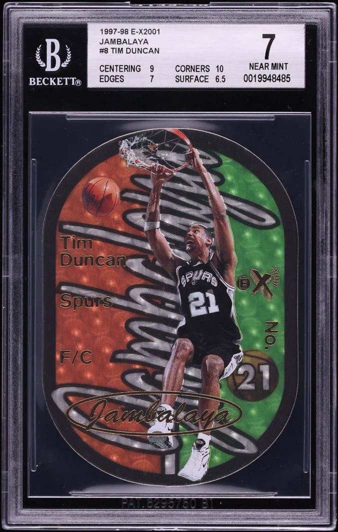 1997 Skybox E-X2001 Jambalaya Tim Duncan ROOKIE #8 BGS 7 NRMT