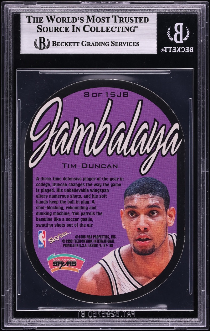 1997 Skybox E-X2001 Jambalaya Tim Duncan ROOKIE #8 BGS 7 NRMT