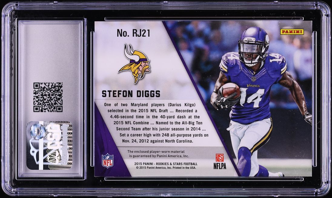 2015 Panini Rookies & Stars Stefon Diggs ROOKIE PATCH 1/1 #21 CSG 9 MINT