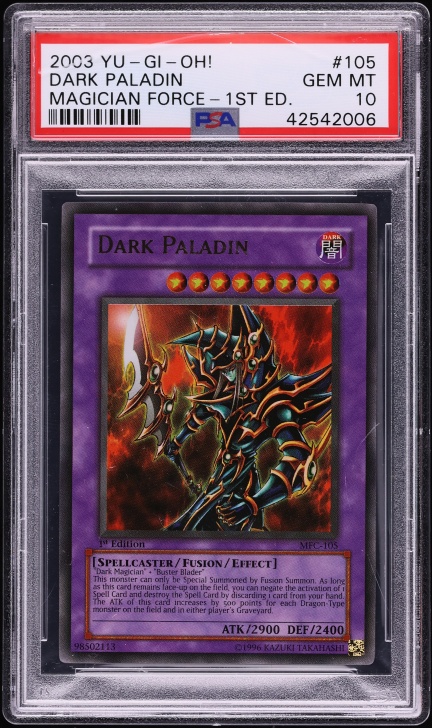 2003 Yu-Gi-Oh! Magician Force 1st Edition Corrected Dark Paladin #MFC-105  PSA 10 on Fanatics Collect