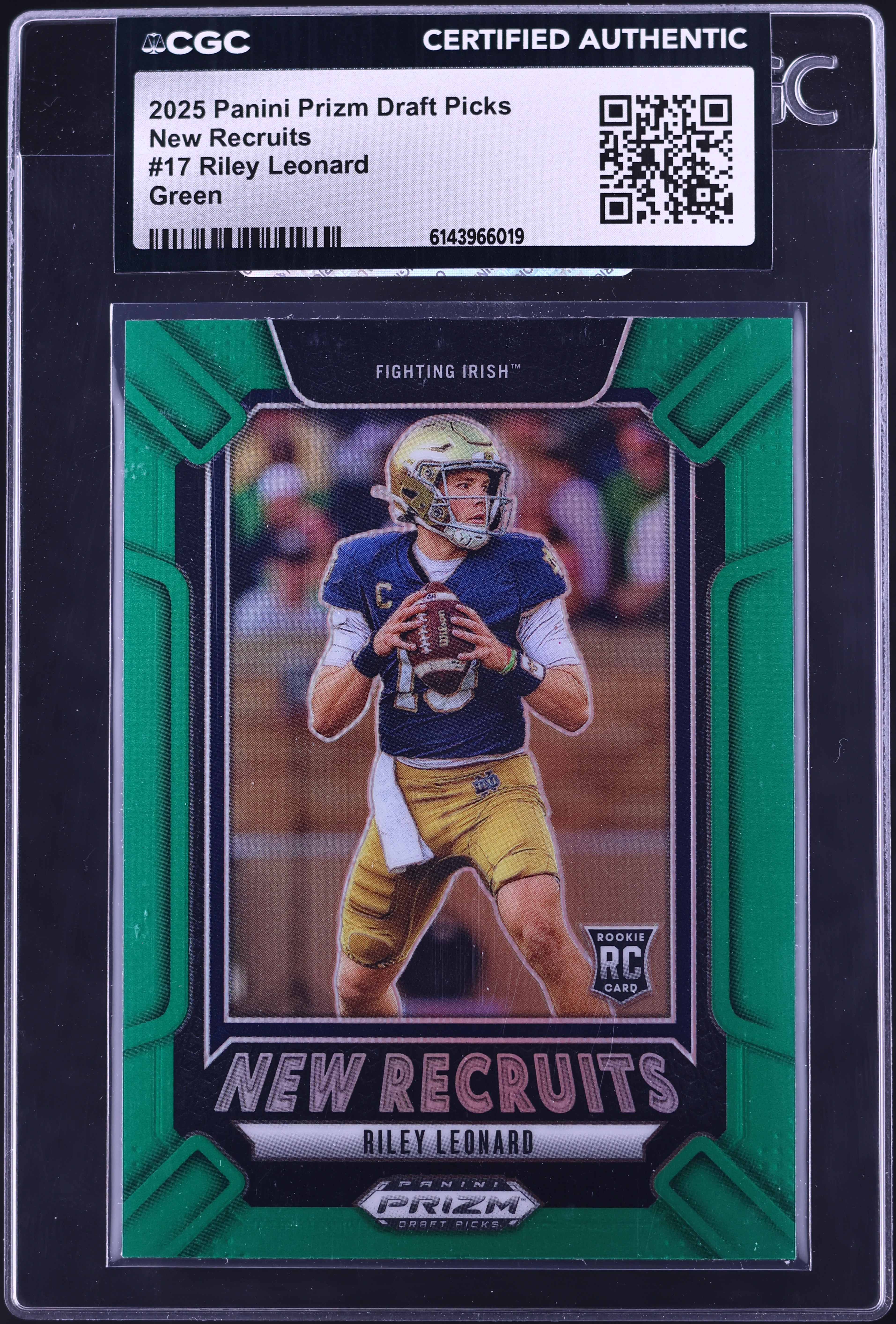 2025 Panini Prizm Draft Picks Football Green Riley Leonard #17