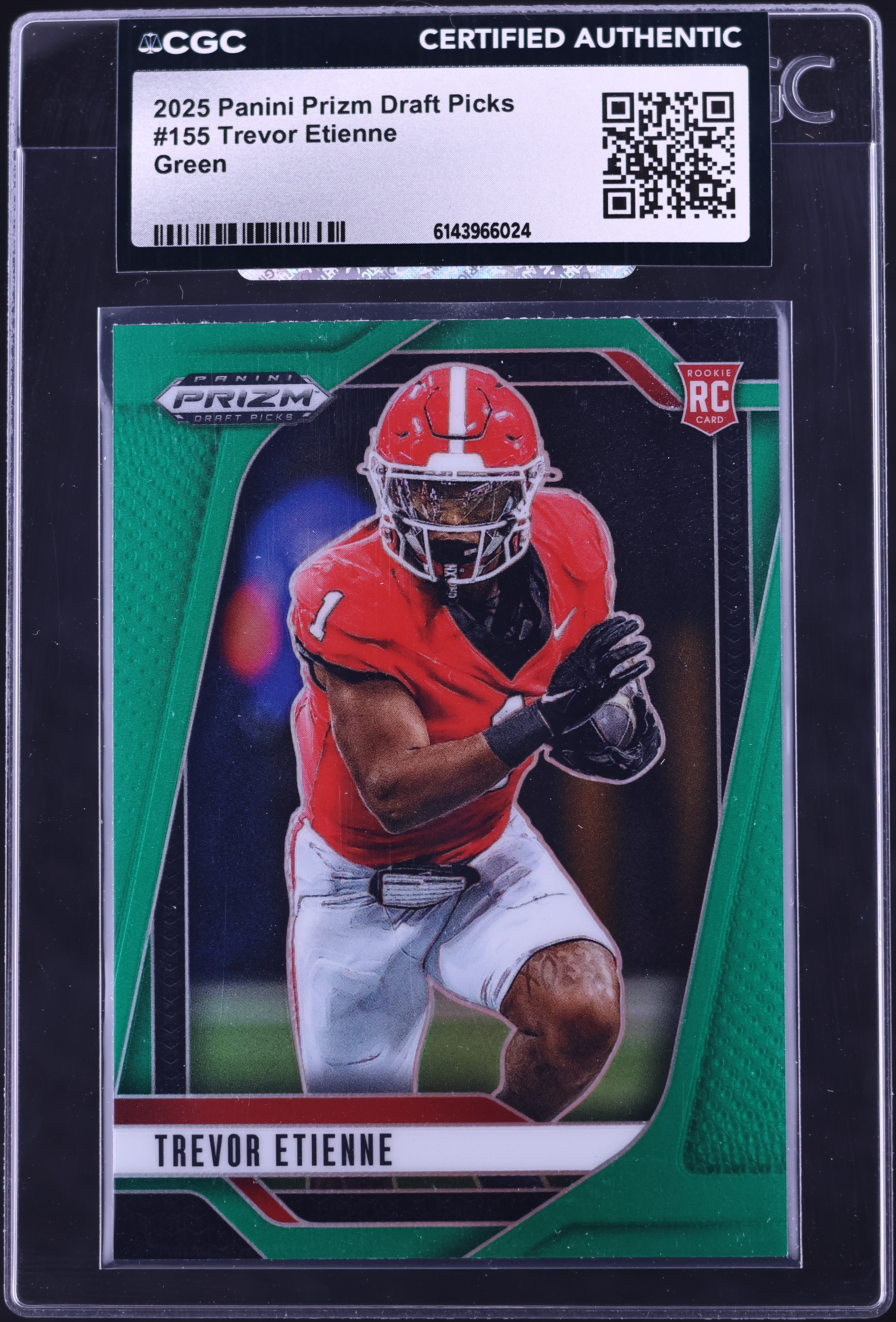 2025 Panini Prizm Draft Picks Football Green Trevor Etienne #155 CGC AUTH