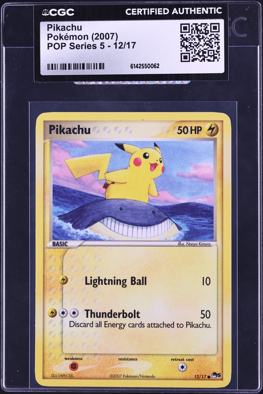 2007 Pokemon POP Series 5 Pikachu #12 CGC AUTH