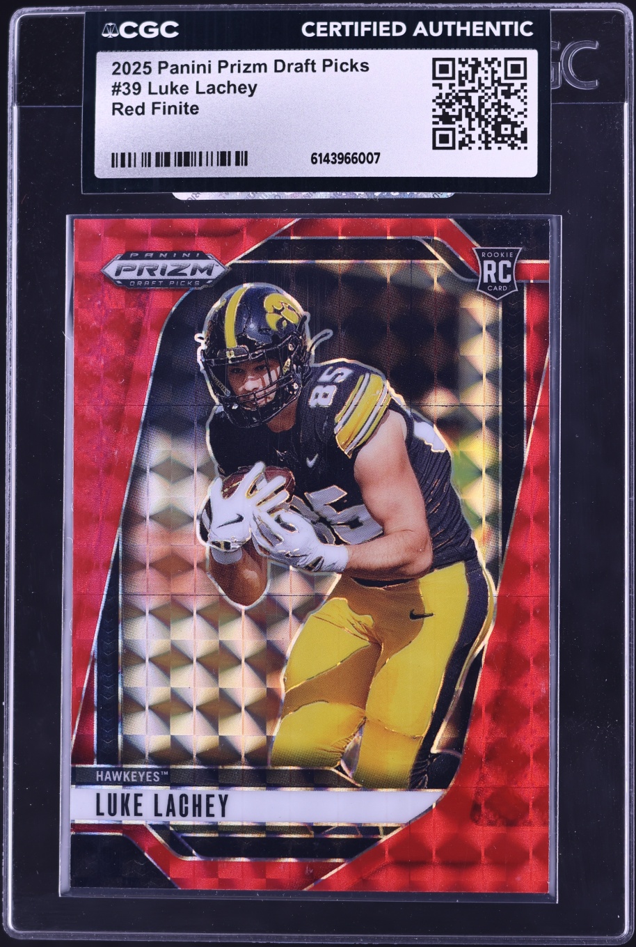 2025 Panini Prizm Draft Picks Football Red Finite Luke Lachey #39 CGC AUTH
