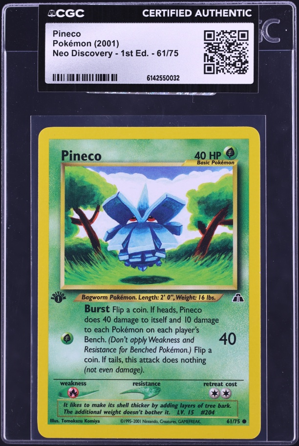 2001 Pokemon Neo Discovery 1st Edition Pineco #61 CGC AUTH