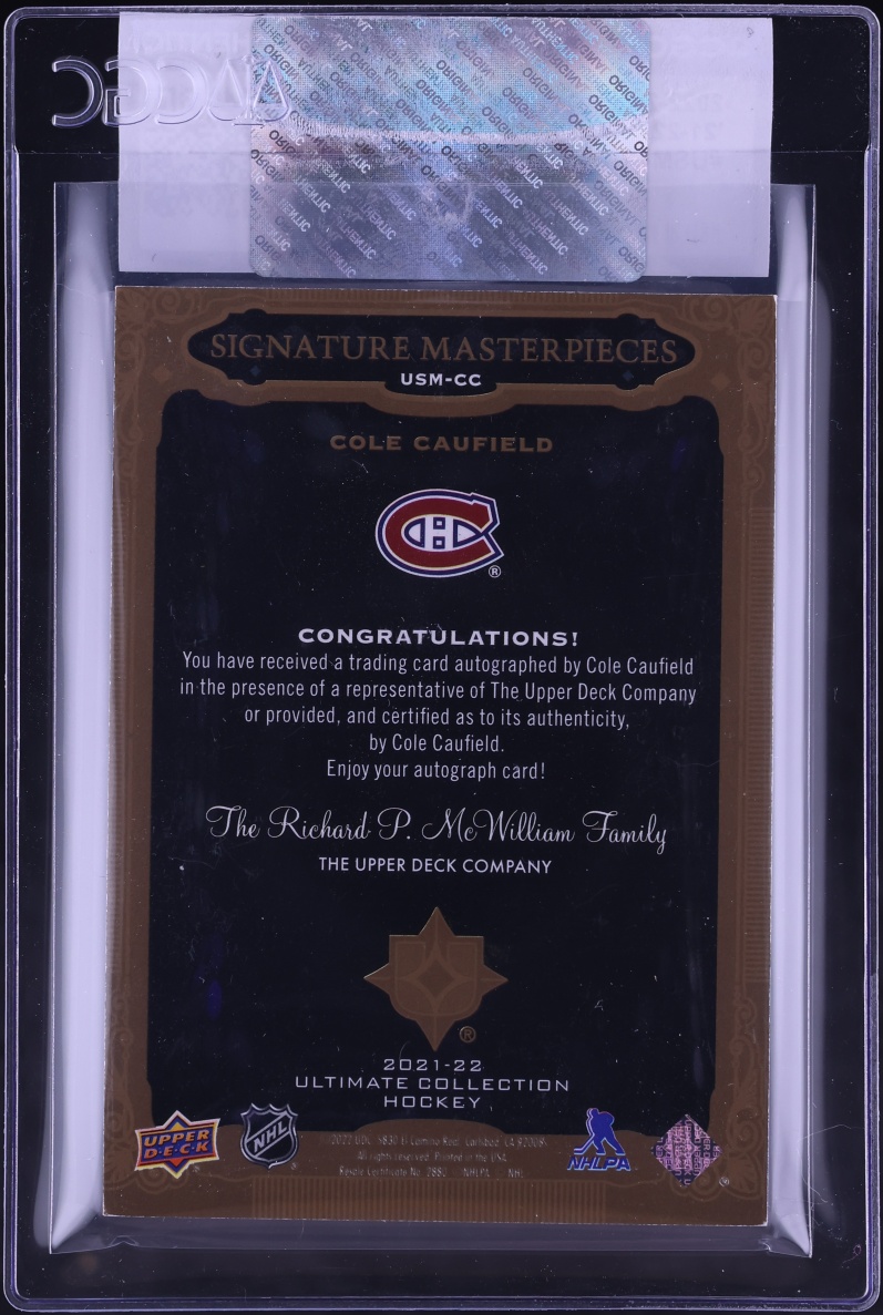 2022 Ultimate Collection Masterpieces Cole Caufield AUTO #USM-CC CGC AUTH