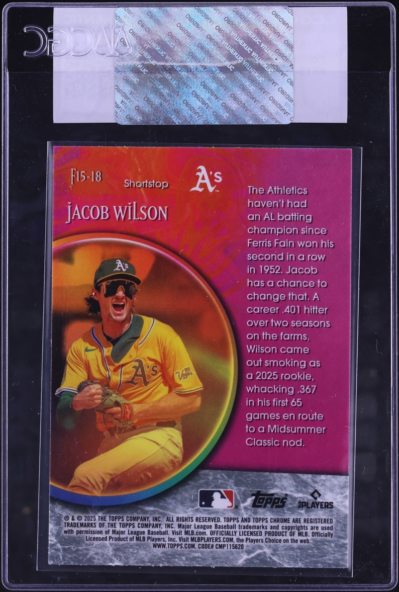 2025 Topps Chrome Update Fortune 15 Jacob Wilson ROOKIE #F15-18 CGC AUTH