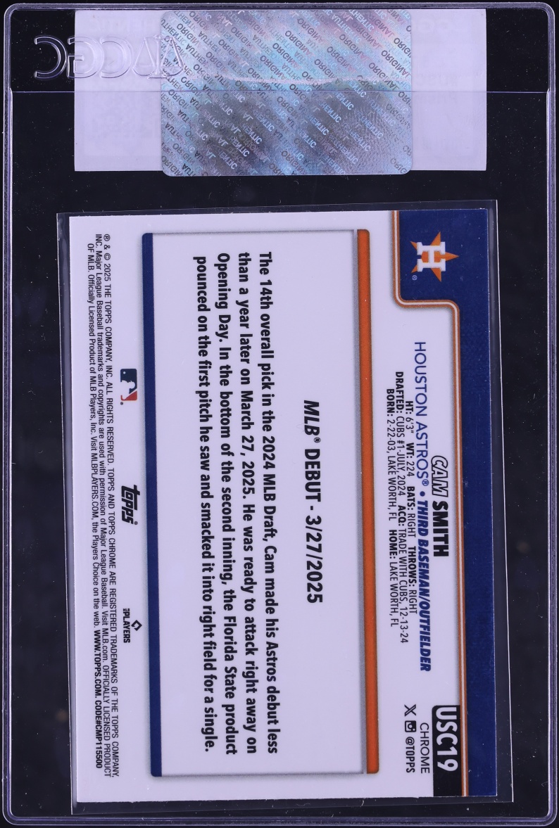 2025 Topps Chrome Update Prism Refractor Cam Smith ROOKIE #USC19 CGC AUTH