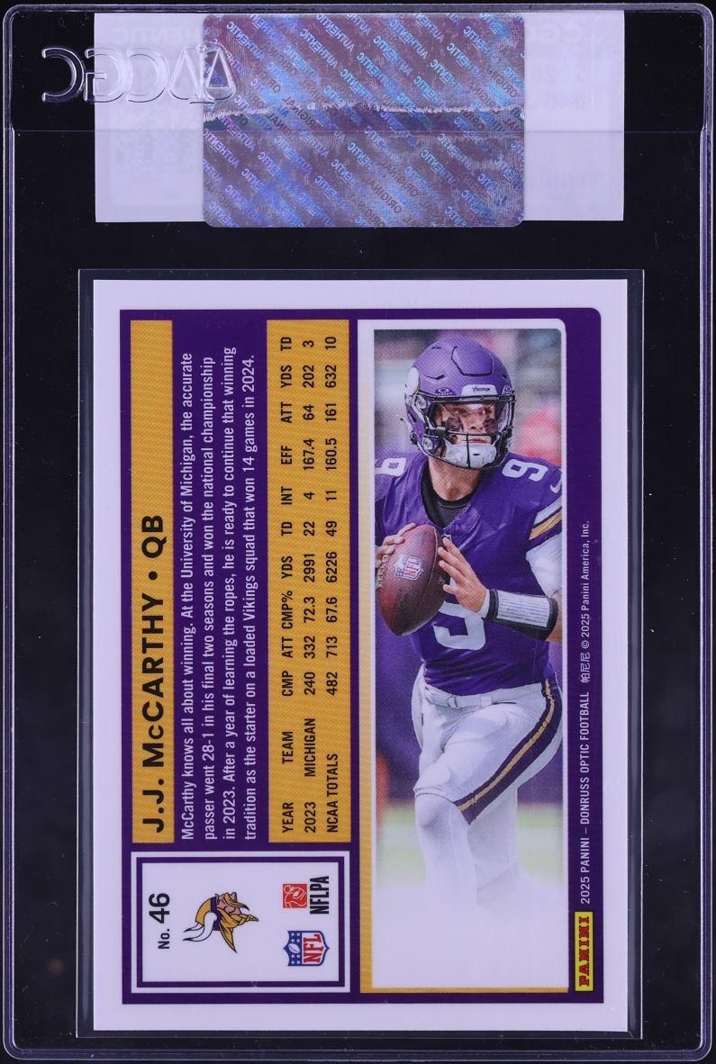 2025 Donruss Optic J.J. McCarthy #46 CGC AUTH