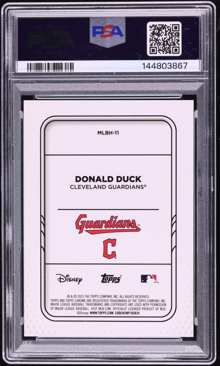 2025 Topps Chrome Disney Sapphire Edition Mickey & Friends MLB Home Jersey Donald Duck PSA 9