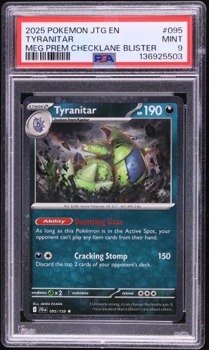 2025 Pokemon SV Journey Together Mega Premium Checklane Blister Tyranitar #095 PSA 9 MINT