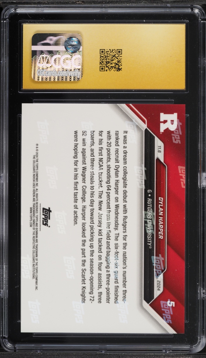 2024 Bowman University Now Dylan Harper ROOKIE #5 CGC 10 PRISTINE
