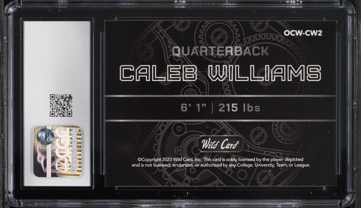 2023 Wild Card QB1 On The Clock Chase Black Rainbow Donut Circles Caleb Williams RC 1/1 CGC 10